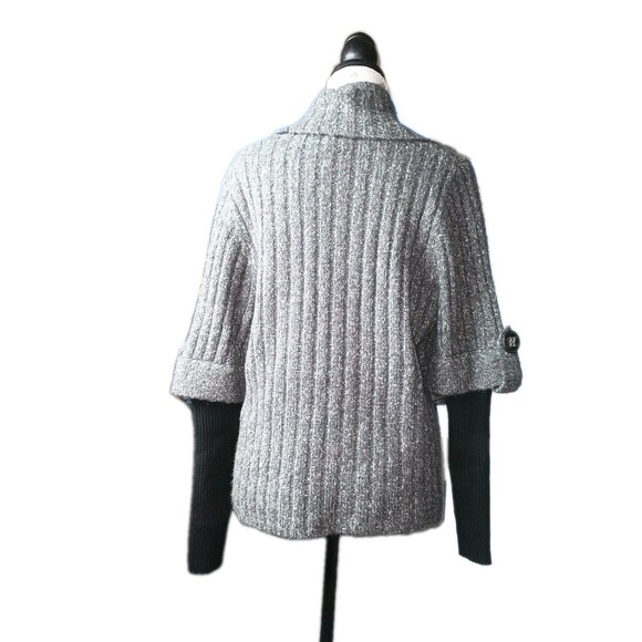 Vintage 90s Alison Sheri XL Wool Sweater Black/Gray Chunky Knit Y2K Comfycore - Picture 2 of 5